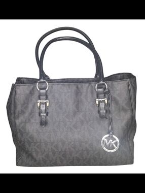 Michael Kors Black Leather Monogram Tote Bag